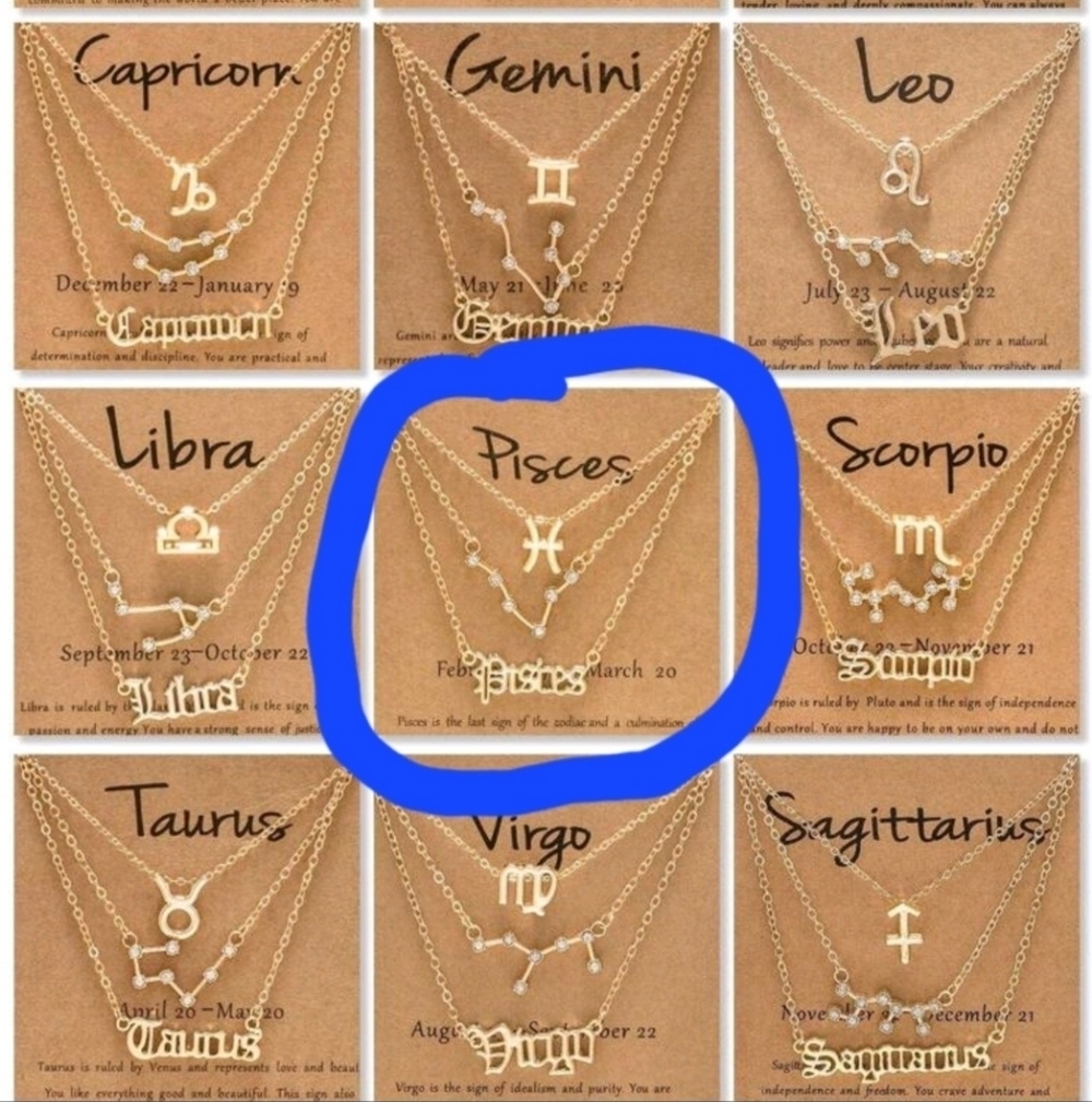 Pisces 3-Piece Set Zodiac Necklace